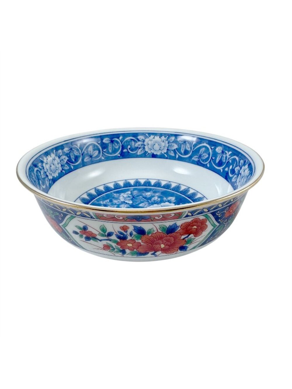 Tiffany & Co Vegetable Bowl Blue Red Floral Decorative Porcelain Vintage 1970s